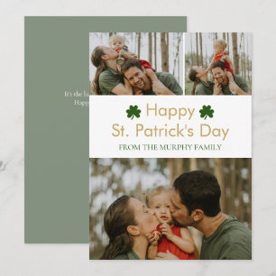 Minimalist lucky shamrock st. Patrick's Day Photo Holiday Card