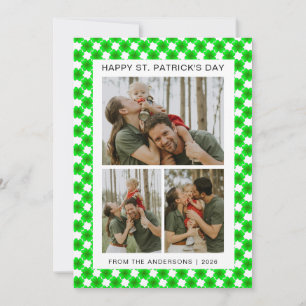 Minimalist lucky shamrock st. Patrick's Day Photo Holiday Card
