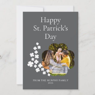Minimalist lucky shamrock st. Patrick's Day Photo Holiday Card