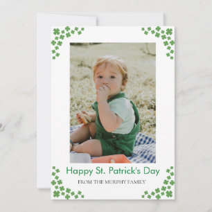 Minimalist lucky shamrock st. Patrick's Day Photo Holiday Card