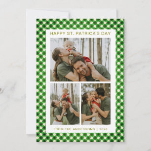 Minimalist lucky shamrock st. Patrick's Day Photo Holiday Card