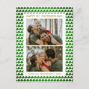 Minimalist lucky shamrock st. Patrick's Day Photo Holiday Postcard