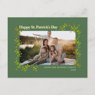 Minimalist lucky shamrock st. Patrick's Day Photo Holiday Postcard
