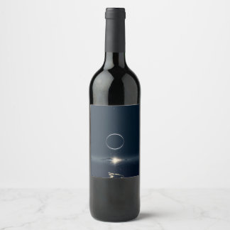 Minimalist Lunar Eclipse Over Water Wine Label