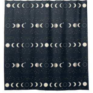 Minimalist Lunar Phases Pattern with Stars and Nig