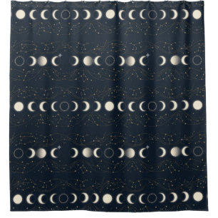 Minimalist Lunar Phases Pattern with Stars and Nig