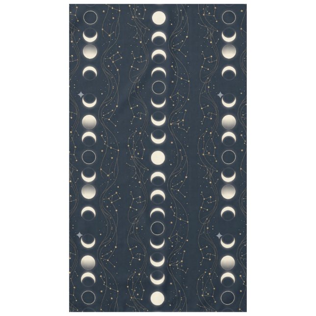Minimalist Lunar Phases Pattern with Stars and Nig Tablecloth (Front)