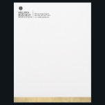 Minimalist Luxe Floral Logo Designer Faux Gold Letterhead<br><div class="desc">A modern floral icon is placed above your name or business name on this personalized letterhead design. A sliver of faux gold across the bottom adds a touch of colour and sophistication. Logo design © 1201AM® Design Studio</div>