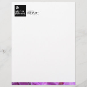Minimalist Luxe Floral Logo with Purple Orchids Letterhead