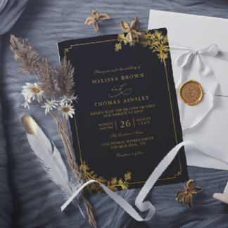 Minimalist Luxury Black Elegant QR Code Wedding Invitation