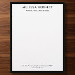 Minimalist Luxury Black White Letterhead<br><div class="desc">Elevate your correspondence with our luxury personalized letterhead. Featuring your name in a modern geometric sans serif font, this elegant design is set against a crisp white background with a sleek black border, exuding sophistication and professionalism. Add your personalized text and contact information at the bottom to make every letter...</div>