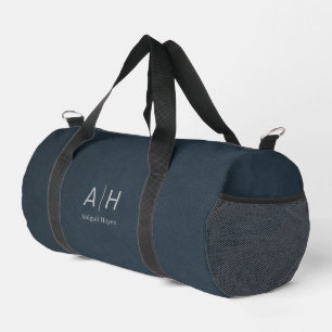 Minimalist Luxury Blue Suede Print Monogram Duffle Bag