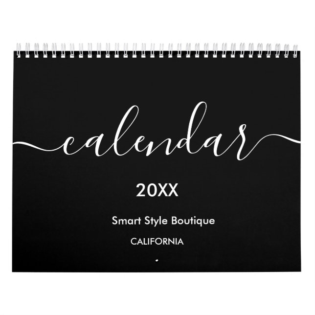 Minimalist Luxury Boutique Black and White Calendar (Cover)