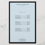 Minimalist Luxury Boutique Black/Blue Flyer<br><div class="desc">An elegant and refined design elevates your name or business name through minimal and modern styling on this customizable flyer. The thin black border is grounded on a light blue background for a classic aesthetic. Great to use for price lists, service menus, or for promotional uses. Design © 1201AM Design...</div>