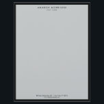 Minimalist Luxury Boutique Black/Grey Letterhead<br><div class="desc">An elegant and refined design elevates your name or business name through minimal and modern styling. The thin black border is grounded on a grey background to give a distinguished feel to this classic letterhead design template. © 1201AM CREATIVE</div>