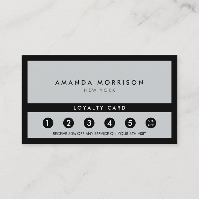 Minimalist Luxury Boutique Black/Grey Loyalty Card (Front)