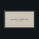 Minimalist Luxury Boutique Black/Linen Business Card<br><div class="desc">An elegant and refined design elevates your name or business name through minimal and modern styling. The thin black border is grounded on a faux linen background image to give a luxury feel to this classic business card design template. © 1201AM CREATIVE</div>