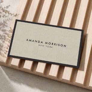 Minimalist Luxury Boutique Black/Linen Business Card