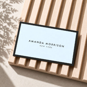 Minimalist Luxury Boutique Black/Pastel Blue Business Card