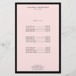 Minimalist Luxury Boutique Black/Pink Flyer<br><div class="desc">An elegant and refined design elevates your name or business name through minimal and modern styling on this customizable flyer. The thin black border is grounded on a pastel pink background for a luxe aesthetic. Great to use for price lists, service menus, or for promotional uses. Design © 1201AM Design...</div>
