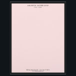 Minimalist Luxury Boutique Black/Pink Letterhead<br><div class="desc">An elegant and refined design elevates your name or business name through minimal and modern styling. The thin black border is grounded on a pink background to give a luxury feel to this classic letterhead design template. © 1201AM CREATIVE</div>
