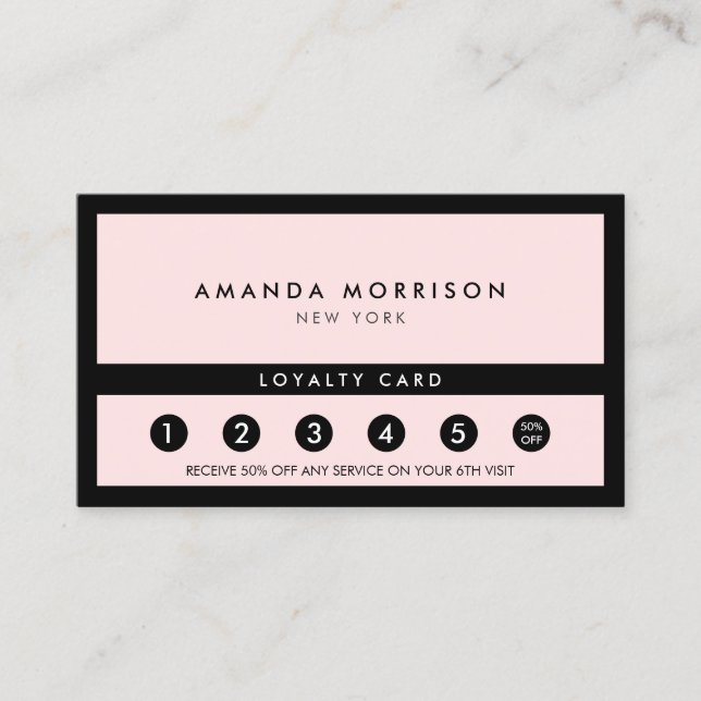 Minimalist Luxury Boutique Black/Pink Loyalty Card (Front)