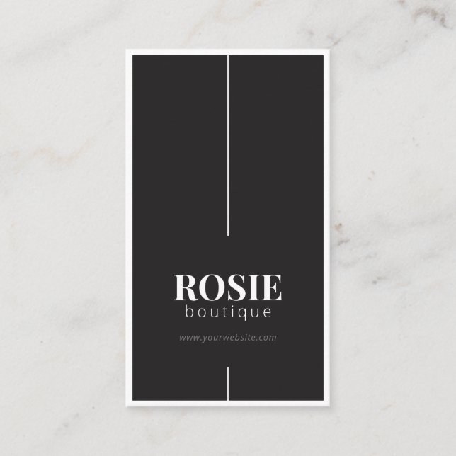 Minimalist Luxury Boutique Black/White Business Card (Front)