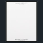 Minimalist Luxury Boutique Black/White Letterhead<br><div class="desc">An elegant and refined design elevates your name or business name through minimal and modern styling. The thin black border is grounded on a white background to give a luxury feel to this classic letterhead design template. © 1201AM CREATIVE</div>