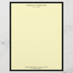 Minimalist Luxury Boutique Black/Yellow Letterhead<br><div class="desc">An elegant and refined design elevates your name or business name through minimal and modern styling. The thin black border is grounded on a yellow background to give a fresh feel to this classic letterhead design template. © 1201AM CREATIVE</div>