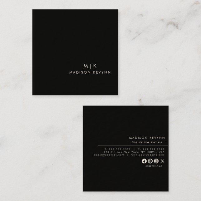 Minimalist Luxury Boutique Ivory  Square Business Card (Front/Back)