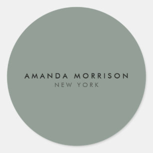 Minimalist Luxury Boutique Sage Green Classic Round Sticker