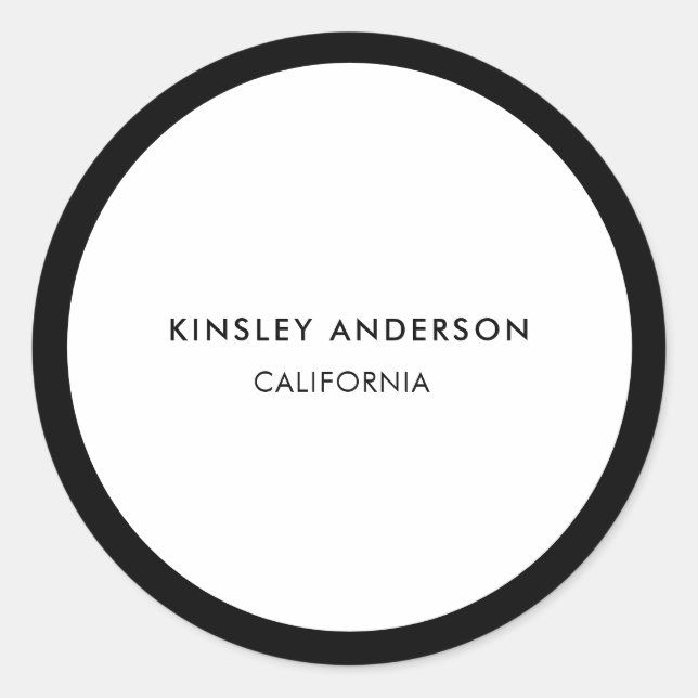 Minimalist Luxury Boutique White and Black Classic Round Sticker (Front)