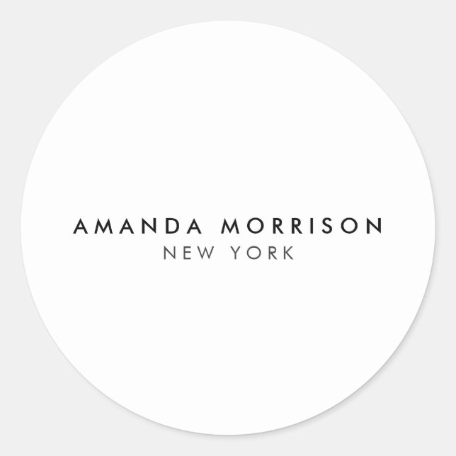 Minimalist Luxury Boutique White Classic Round Sticker (Front)