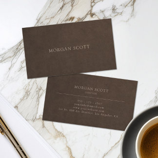 Minimalist Luxury Brown Suede Print Business Card