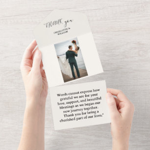 Minimalist Luxury Cream Elopement Thank You Photo All In One Invitation