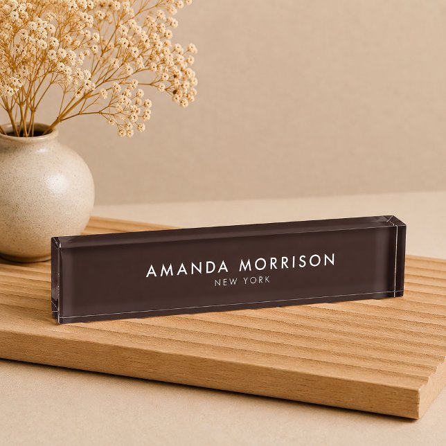 Minimalist Luxury Deep Brown Nameplate (Creator Uploaded)
