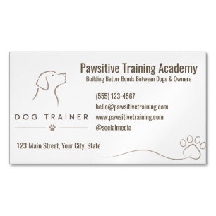 Minimalist Luxury Dog Trainer Services Customized Magnetic Business Card