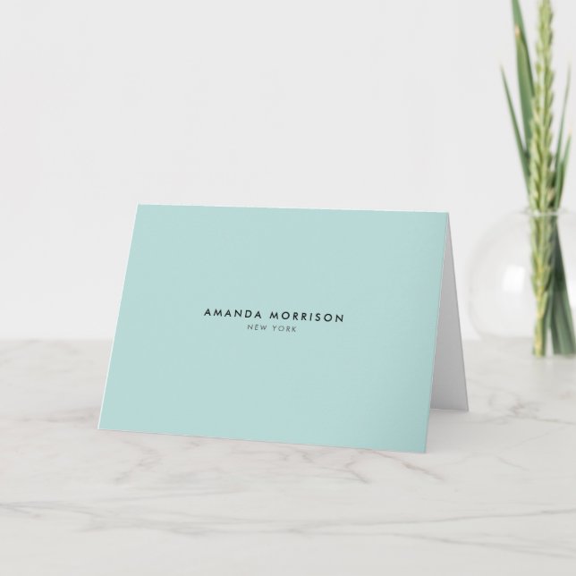 Minimalist Luxury Mint Green Blank Note Card (Front)