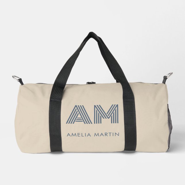 Minimalist Luxury Sand Beige Monogram Duffle Bag (Front)