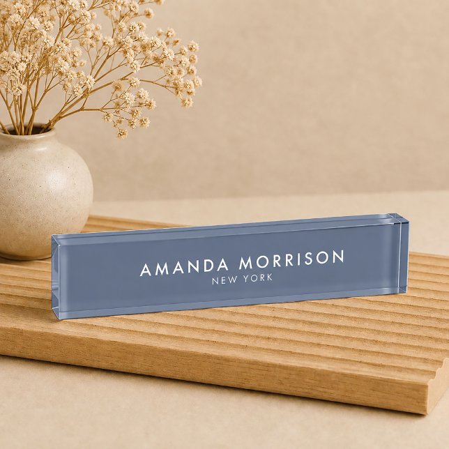 Minimalist Luxury Slate Blue Nameplate (Creator Uploaded)