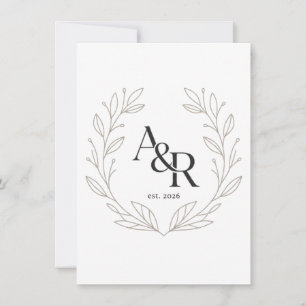 Minimalist Luxury Wedding Monogram Design Invitation