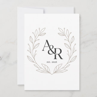 Minimalist Luxury Wedding Monogram Design Invitation
