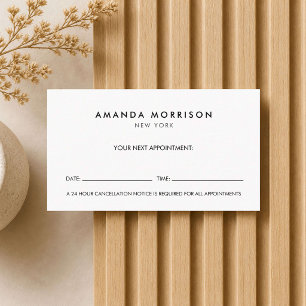 Minimalist Luxury White Appointment Business Card