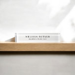 Minimalist Luxury White Desk Name Plate<br><div class="desc">Minimalist name plate.</div>