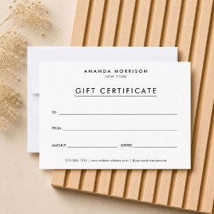 Minimalist Luxury White Gift Certificate