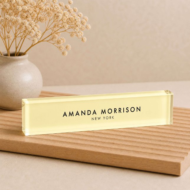 Minimalist Luxury Yellow Nameplate (Creator Uploaded)