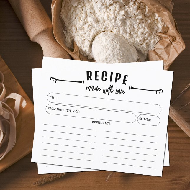Minimalist Made With Love Recipe Card (Creator Uploaded)