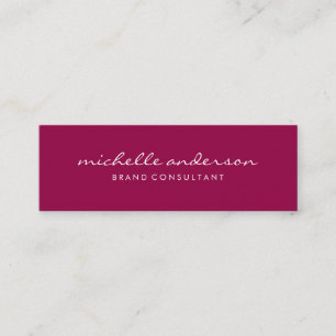 Minimalist Magenta Cursive Text Mini Business Card