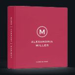 Minimalist Magenta Monogram Binder<br><div class="desc">Modern binder features a minimal design in a trendy magenta and white colour palette. Custom name presented in the centre in stylish simple font with a complimentary minimal monogram medallion. Shown with a custom name, title and monogram initial on the front in modern typography, this personalized business binder is designed...</div>