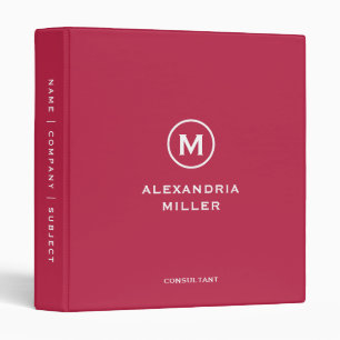 Minimalist Magenta Monogram Binder